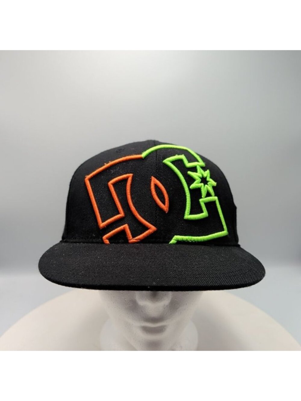DC Shoes Hat Cap 210 Fitted Flexfit Black Orange Green Skater Y2K Punk Vintage